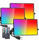 Onforu RGB LED Flood Light Outdoor, 100W Color Changing RGBW Floodlight with Remote, Stage Lights...