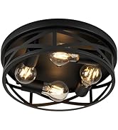 piano7797 Black Flush Mount Ceiling Light Fixtures,4-Light Black Hallway Light Fixture Ceiling Mo...