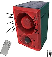 Solar Motion Sensor Alarm Outdoor: RISOON 130db Sound Security Siren Light with Remote Controller...