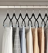SONGMICS 30-Pack Pants Hangers, 16.7-Inch Long Velvet Hangers with Adjustable Clips, Heavy-Duty, ...