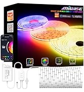 MIWISE RGB COB LED Strip Light 20ft/6.1m,Color Changing Dimmable Strip Light DC24V,Work with Alex...
