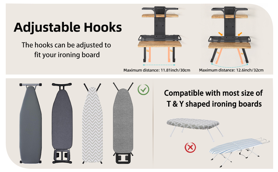 Ironing board holder wall mounted