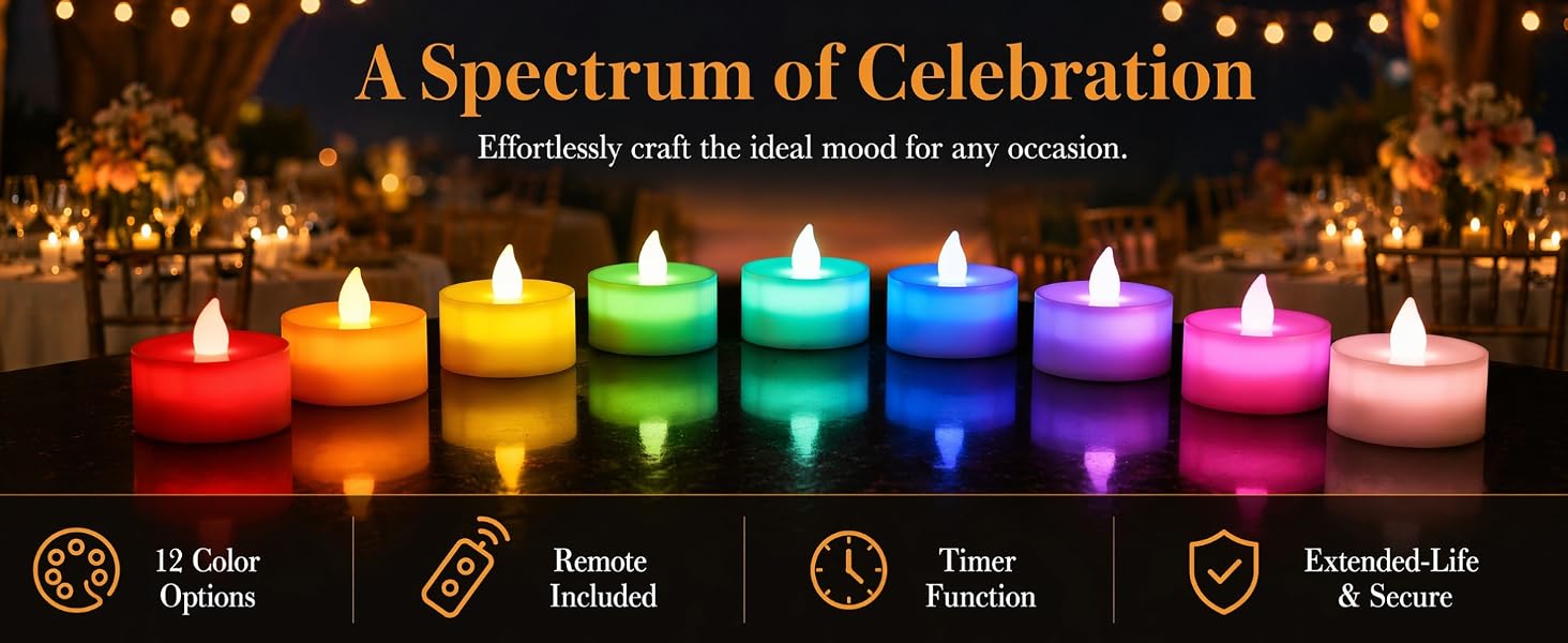 Colorful Flickering Tea Light Flameless Candle