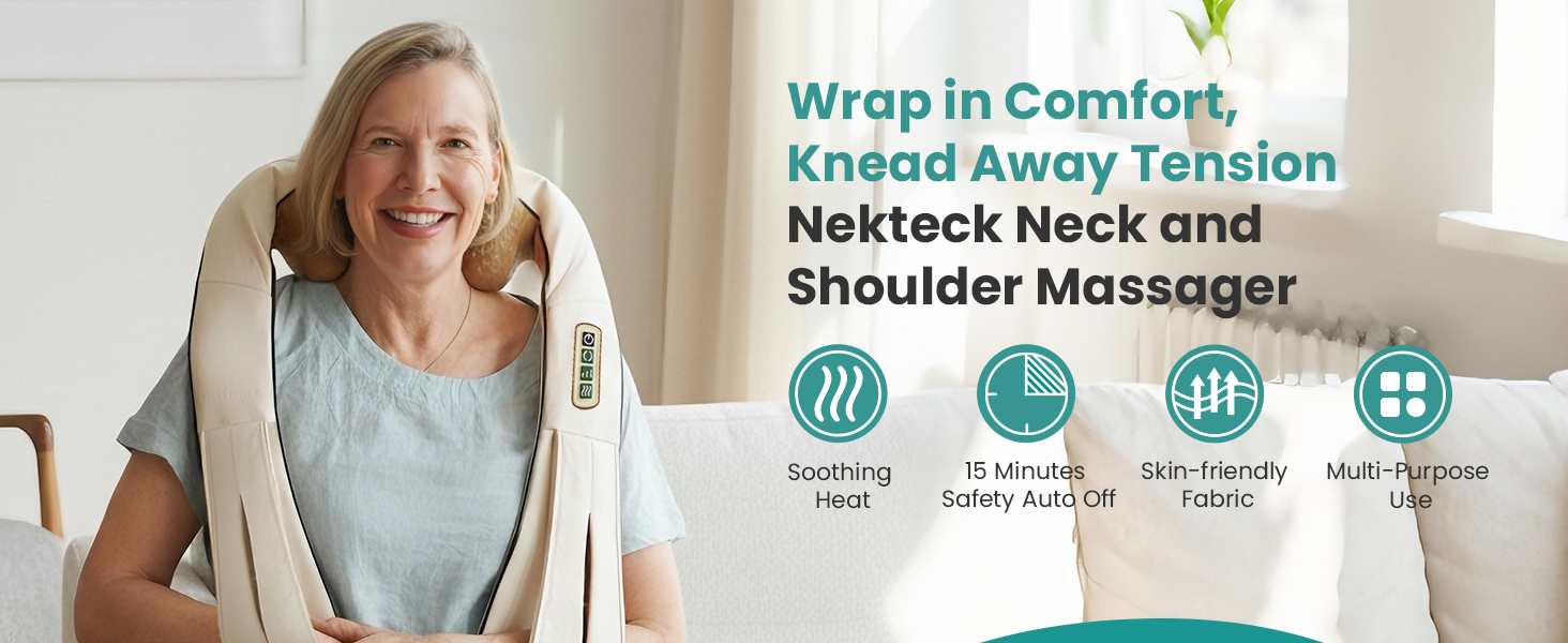nekteck neck back massager for pain relief deep tissue shoulder massage tool
