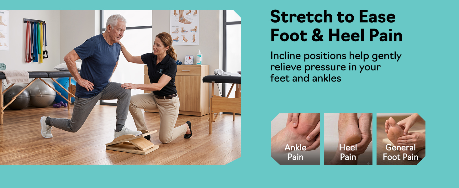 Slant board calf stretcher for hamstring stretch and physical therapy