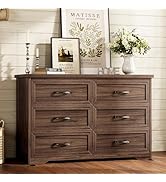 AODK Farmhouse 6 Drawer Dresser for Bedroom, 47” Wide Rustic Storage Dresser with Engineered Wood...