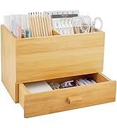 Charmewooden Bamboo Desk Organizer 2-Layer Desktop Mail Holder Drawer Organizer Bathroom Drawer O...