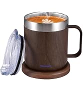 Zhenglu Gifts for Women Men, USB Powered Self Heating Warming Cup, Desk Coffee Mug Warmer for Chr...