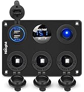 Nilight Cigarette Socket Panel 12V/24V 3 Cigarette Lighter Adapter with Dual USB Charger LED Volt...