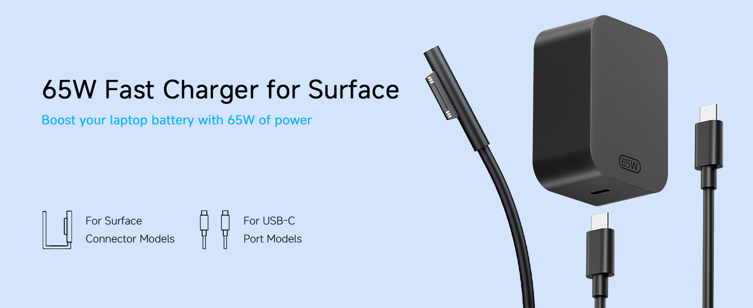 65W Fast Charger for Surface