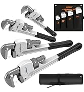 HORUSDY 4 Pack Grey Adjustable 8" 10" 12" 14" Heavy Duty Pipe Wrench Set