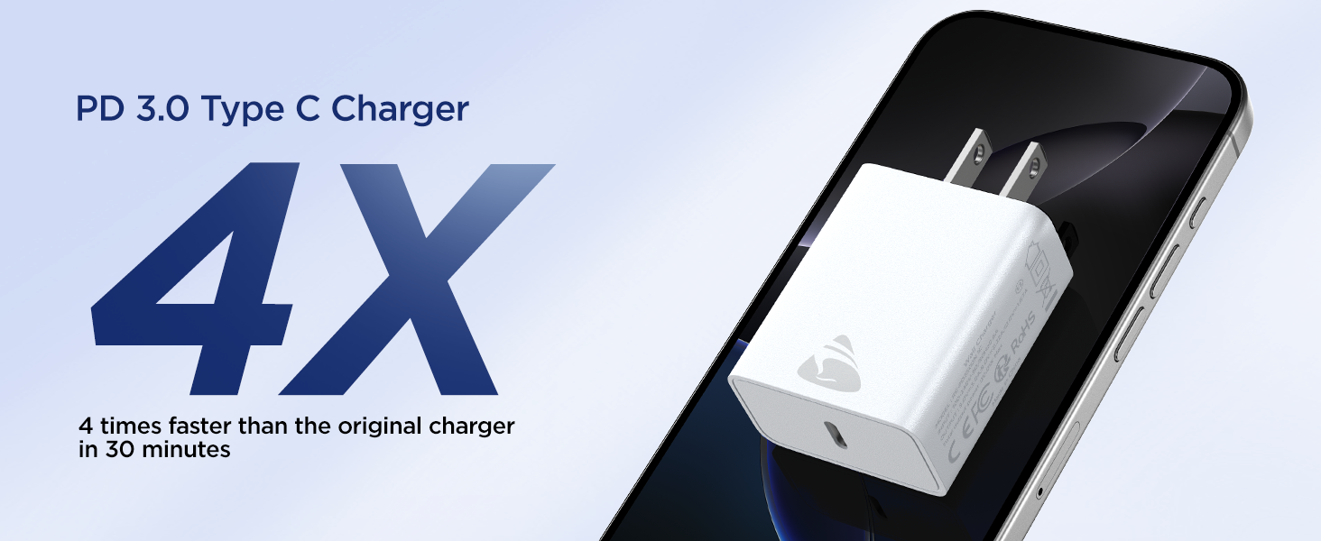 iPhone 17 Charger Fast Charging, 3Pack 20W Type C Charger USBC Block Wall Plug C Port Cargador Brick