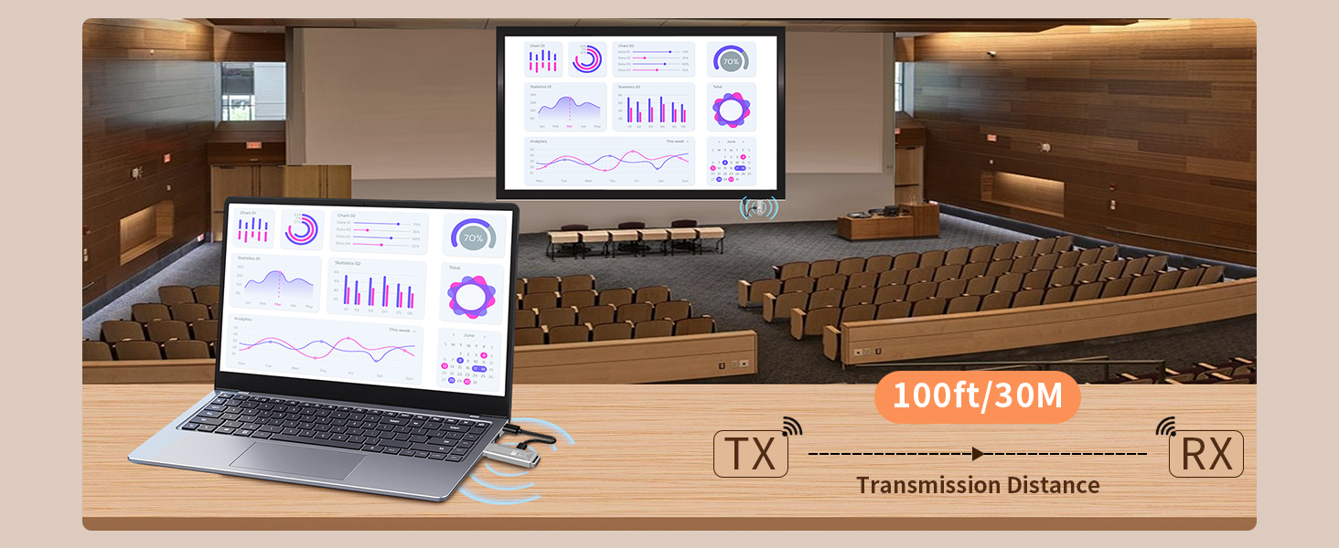 wireless monitor can transmit up to 100FT/30M