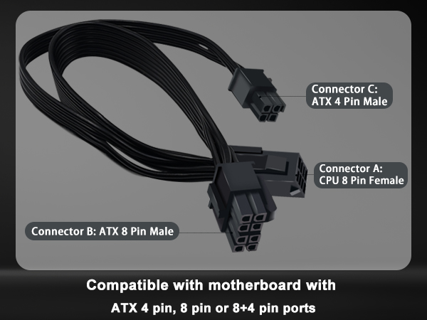 CPU 8 pin to 8+4 pin Power Adapter