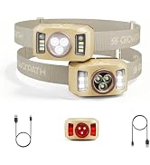 Upgraded Headlamp Rechargeable, Ultra Bright Headlight Flashlight with White Red Light, Motion Se...