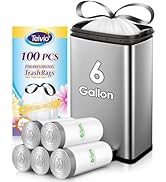 6 Gallon 100pcs Strong Drawstring Trash Bags Garbage Bags by Teivio, Bathroom Trash Can Bin Liner...