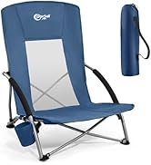 PORTAL Beach Chairs for Adults Camping Low Lightweight Portable Chair with Cup Holder Mesh Back C...