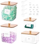 4 Pack Laundry Pods Container,Clear Dryer Sheet Holder &amp; Laundry Room Organization and Storage wi...