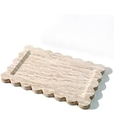 Natural 100% Marble Vanity Tray Luxury Scalloped Marble Storage Rectangle Italian Travertine Tray...