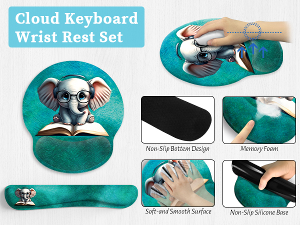 Keyboard Mat Ergonomic Mouse Pad With Wrist Rest Set