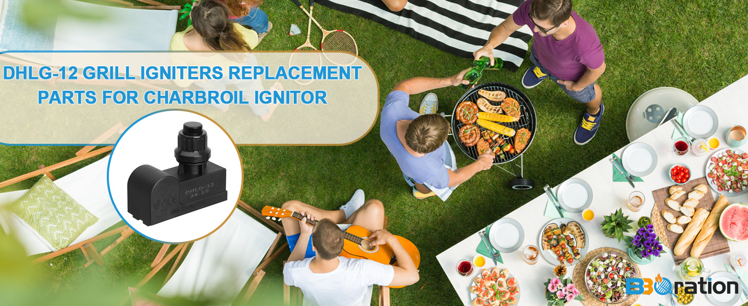 DHLG-12 Grill Igniters for Charbroil Ignitor Replacement, 2 Outlets AAA Battery Tact Push Button
