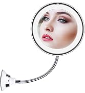 10X Magnifying Mirror with Lights, Flexible Mirror as seen on TV, Powerful Suction Cup, 360° Swiv...