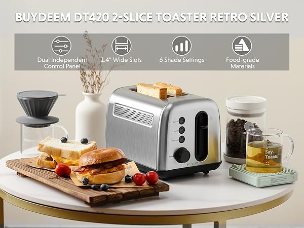 BUYDEEM DT420 2-Slice Toaster Retro Silver