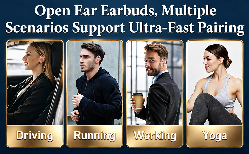 Open Ear Headphones, Wireless Headphones with Smart Digital Display &amp;amp; Mic