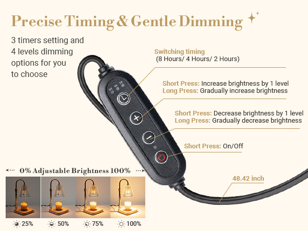 marycele candle warmer lamp with timer - adjustable height