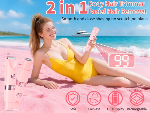 Bikini Trimmer for Women,Dermave Bikini Shaver,2-in-1 Electric Trimmer for Women