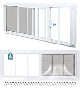 Melkus Shed Windows 10"x35" 2 Pack, Upgraded Sliding Transom Window with Tempered Glass and Scree...
