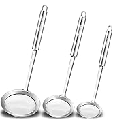 ANAEAT Stainless Steel Fat Skimmer Spoon - Set of 3 Professional Kitchen Fine Mesh Food Strainer ...