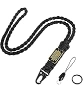 Paracord Key Lanyard for Men - MDSXO Black Neck Lanyard for Keys with Cool USA Flag, Long Heavy D...
