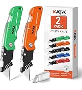 KATA Folding Box Cutter Knives - Heavy Duty Utility Knife Box Cutters with Extra 10pcs Razor Blad...