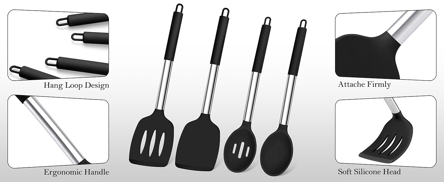 Black Cooking Utensil Set of 4