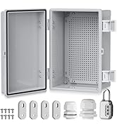 EYPINS Electrical Junction Box IP67 Waterproof - 11.8x7.9x6.3 inch,ABS Plastic Outdoor Electrical...