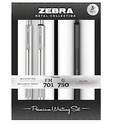 Zebra Pen G-750 Retractable Gel Pen, F-701 and M-701 Retractable Pen/Pencil Gift Set