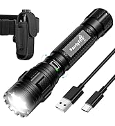 FandyFire S1 Tactical Flashlight with Holster - 1200 High Lumens Rechargeable Police Duty Flashli...