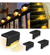 Consss Solar Deck Lights Outdoor Waterproof 4 Pack, LED Solar Fence Lights for Step, Outside Stai...
