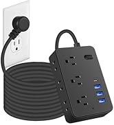 25 FT Extension Cord with Multiple Outlets, Asamoom 25 ft Surge Protector Power Strip with 6 Outl...