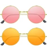 NEBURORA Round Hippie Sunglasses Metal Frame Colored Circle Glasses for Women Men 70s Retro Disco...