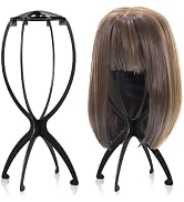 obeoby Wig Stand, Portable Wig Holder Wig Head Stand for All Wigs Travel Wig Hair Stylist Gifts f...