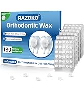 RAZOKO Orthodontic Wax for Braces - 180 Dental Wax Dots, Hygienic Individual Wraps, Strong Adhesi...