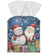 Doojoayie Cute Snowman Tissue Box Cover Holiday Decorative Facial Tissue Holder Waterproof Square...