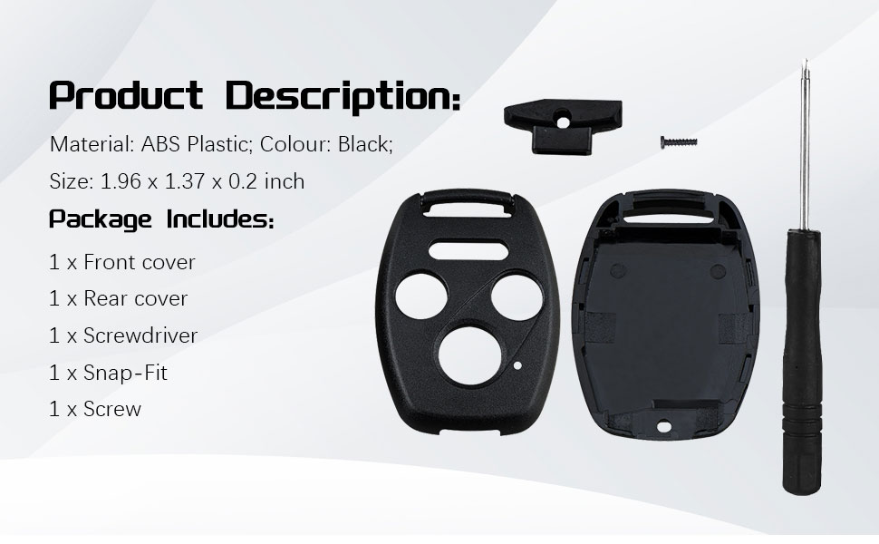 Key Fob Keyless Entry Remote Shell Case &amp; Pad 