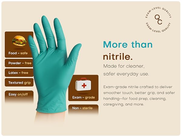 Exam-grade nitrile deliver smoother touch better grip safer handling food prep cleaning caregiving