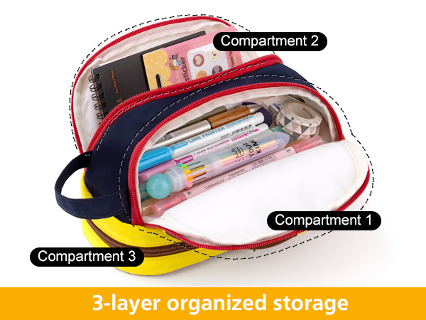 3 compartments pencil case, well organized