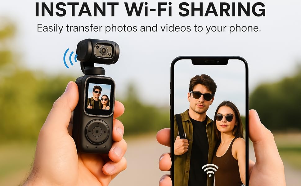 WiFi Pocket Camera for Quick Wireless Photo and Video Transfer to Smartphone