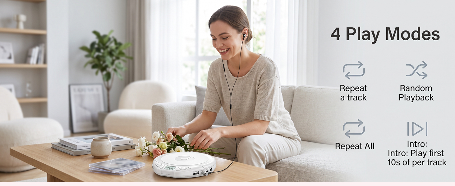 Portable CD Player with 4 Play Modes