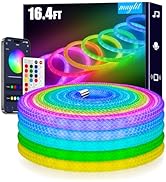 maylit 360 Degree Luminous Reticulate Weave Rope Lights, 16.4ft Addressable ICRGB LED Strip Light...